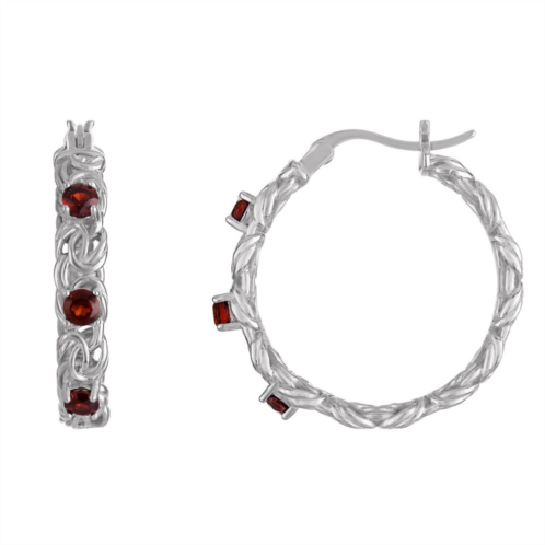 Designs by Gioelli Sterling Silver Gemstone Byzantine Hoop Earrings