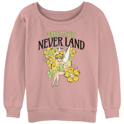 Disneys Tinkerbell Juniors Take Me To Neverland Slouchy Graphic Sweatshirt
