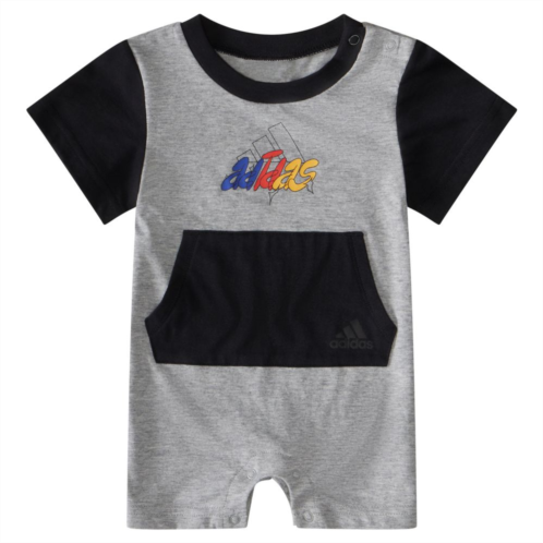 Baby Boy adidas Colorblock Retro Logo Short Sleeve Graphic Jumpsuit