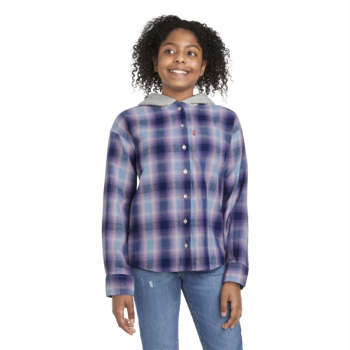 Girls 7-16 Levis Flannel Hooded Top