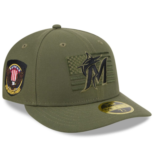 Mens New Era Green Miami Marlins 2023 Armed Forces Day Low Profile 59FIFTY Fitted Hat