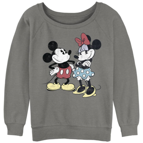 Disneys Mickey Mouse & Minnie Mouse Juniors Retro Slouchy Graphic Sweatshirt