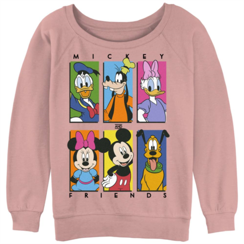 Disneys Mickey Mouse & Friends Juniors Character Panel Red Slouchy Graphic Sweatshirt