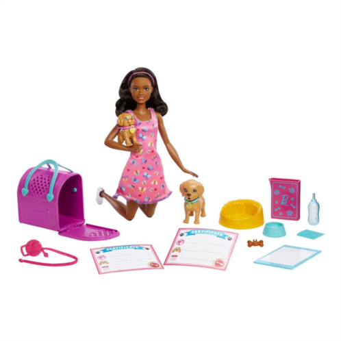 Barbie Black Hair, 2 Puppies and Color-Change Pup Adoption Playset & Barbie Doll