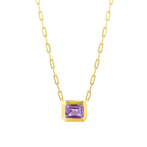 House of Frosted 14k Gold Over Silver Amethyst Deco Necklace