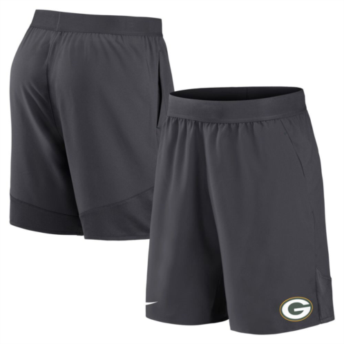 Mens Nike Anthracite Green Bay Packers Stretch Woven Shorts