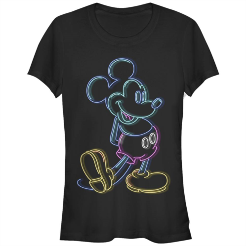 Disneys Mickey Mouse Juniors Neon Outline Fitted Graphic Tee