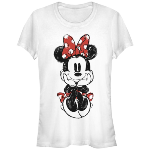Disneys Mickey And Friends Minnie Mouse Juniors Doodle Fitted Graphic Tee