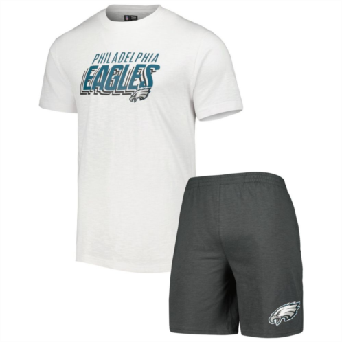 Unbranded Mens Concepts Sport Charcoal/White Philadelphia Eagles Downfield T-Shirt & Shorts Sleep Set