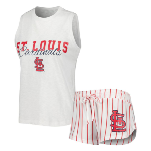 Unbranded Womens Concepts Sport White St. Louis Cardinals Reel Pinstripe Tank Top & Shorts Sleep Set