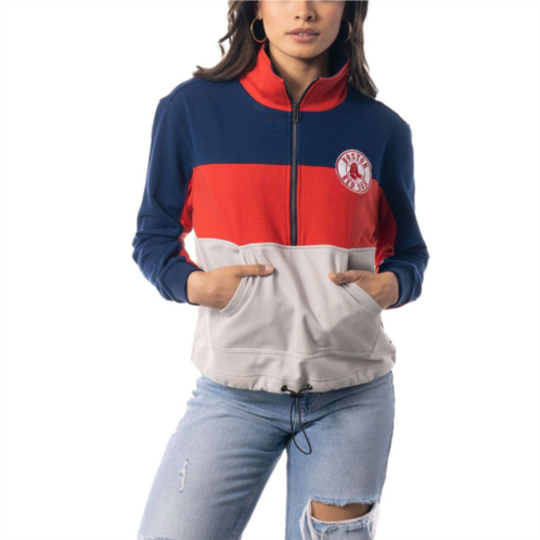Unbranded Womens The Wild Collective Navy/Red Boston Red Sox Womens Colorblock 1/4 Zip Jacket
