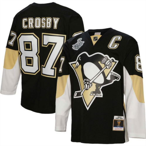 Unbranded Mens Mitchell & Ness Sidney Crosby Black Pittsburgh Penguins Big & Tall 2008 Captain Patch Blue Line Player Jersey