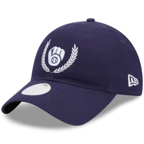 Womens New Era Navy Milwaukee Brewers Leaves 9TWENTY Adjustable Hat