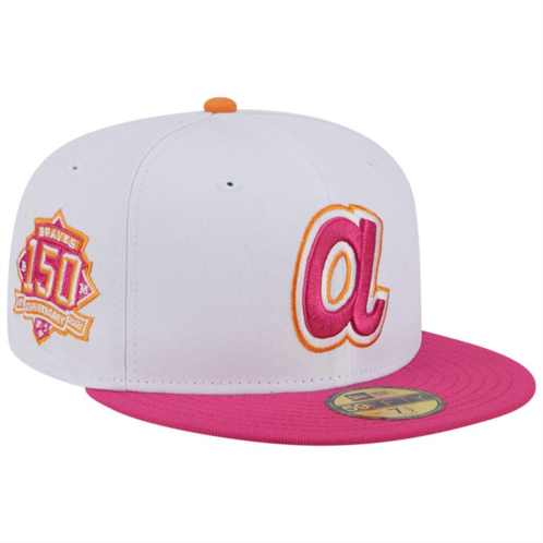 Mens New Era White/Pink Atlanta Braves 150th Team Anniversary 59FIFTY Fitted Hat