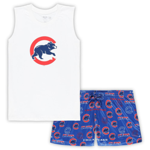 Unbranded Womens Concepts Sport White/Royal Chicago Cubs Plus Size Tank Top & Shorts Sleep Set