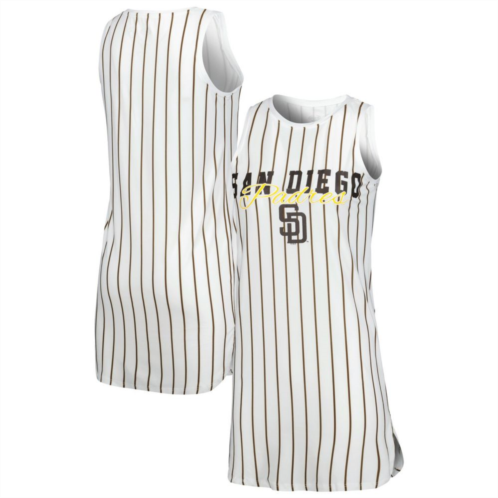 Unbranded Womens Concepts Sport White San Diego Padres Reel Pinstripe Knit Sleeveless Nightshirt