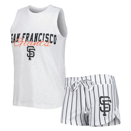 Unbranded Womens Concepts Sport White San Francisco Giants Reel Pinstripe Tank Top & Shorts Sleep Set