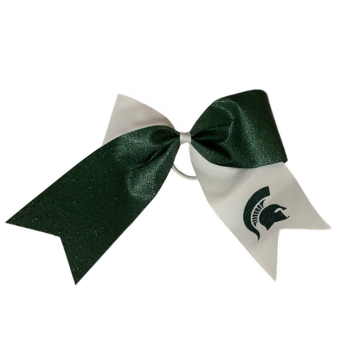 Unbranded Michigan State Spartans Jumbo Glitter Bow with Ponytail Holder