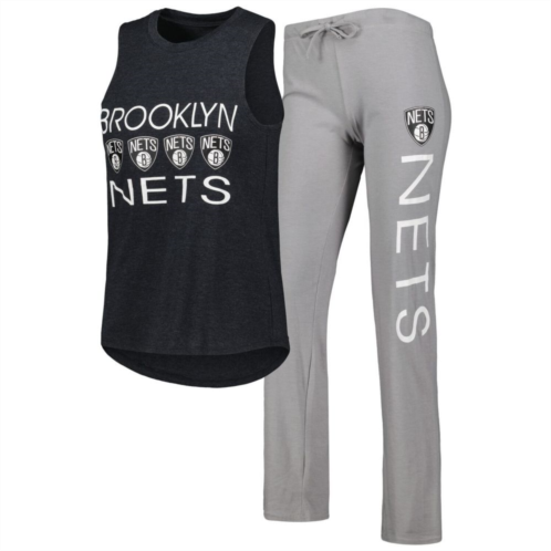 Unbranded Womens Concepts Sport Gray/Black Brooklyn Nets Team Tank Top & Pants Sleep Set