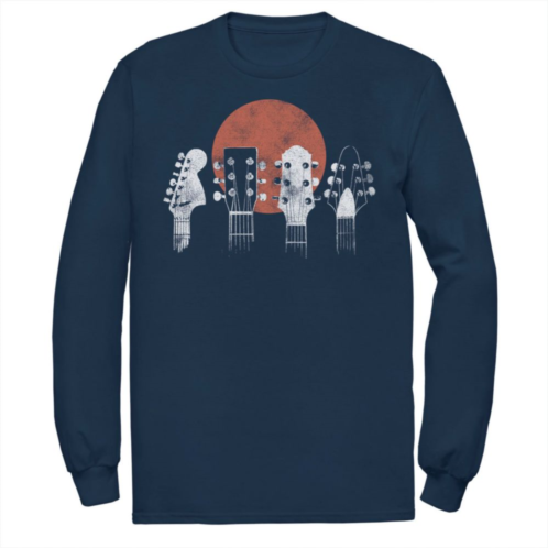 Licensed Character Big & Tall Guitar Heads With Sunset Behind Long Sleeve Tee