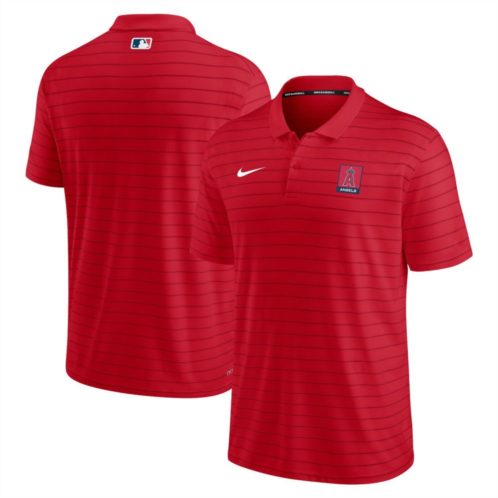 Mens Nike Red Los Angeles Angels Authentic Collection Striped Performance Pique Polo