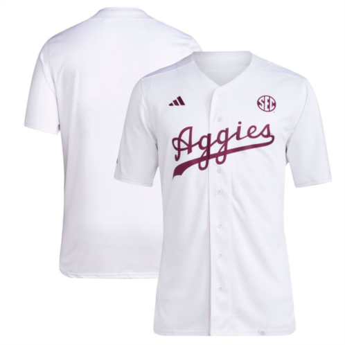 Mens adidas White Texas A&M Aggies Team Baseball Jersey