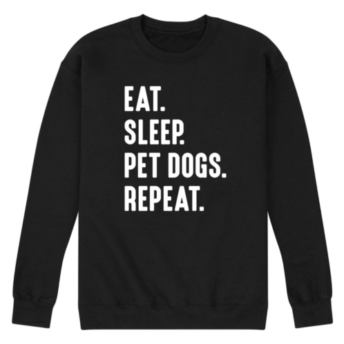 Licensed Character Mens Eat Sleep Pet Dogs Repeat Graphic Fleece Sweatshirt