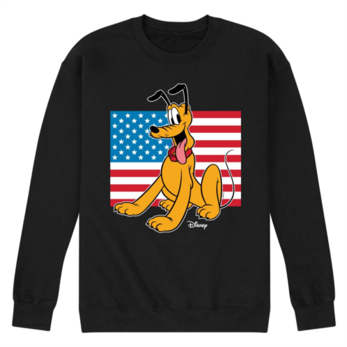 Licensed Character Disneys Pluto Mens USA Flag Fleece Sweatshirt