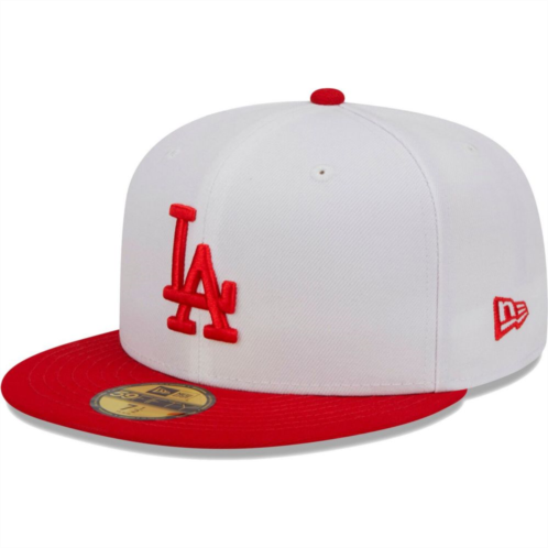 Mens New Era White/Red Los Angeles Dodgers Optic 59FIFTY Fitted Hat
