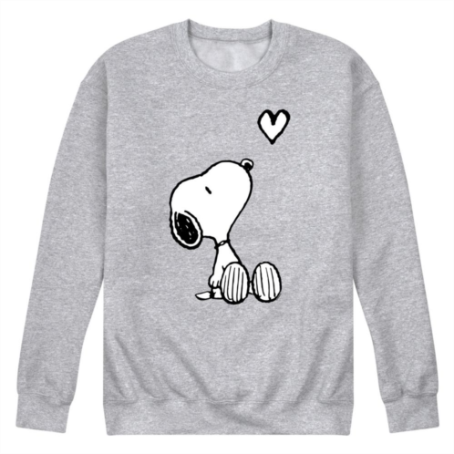 Licensed Character Mens Peanuts Snoopy White Heart Graphic Sweatshirt