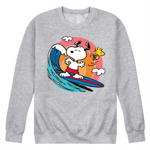 Licensed Character Mens Peanuts Snoopy Woodstock Surfing Graphic Sweatshirt