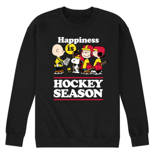Licensed Character Mens Peanuts Happiness Is Hockey Season Graphic Sweatshirt