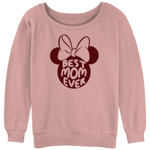 Disneys Minnie Mouse Juniors Head Best Mom Ever Slouchy Terry Pullover