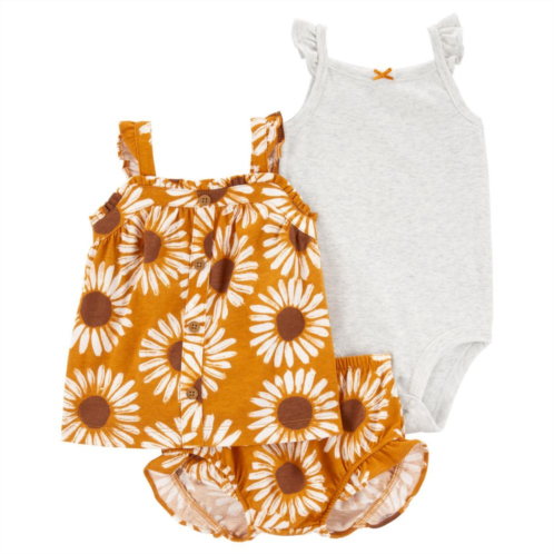 Baby Girl Carters 3-Piece Floral Shorts, Top, and Bodysuit Set