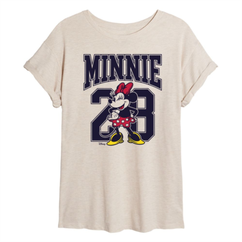 Disneys Juniors Minnie Collegiate Flowy Tee