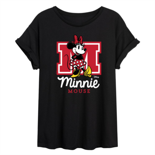 Disneys Minnie Mouse Juniors Collegiate Flowy Tee