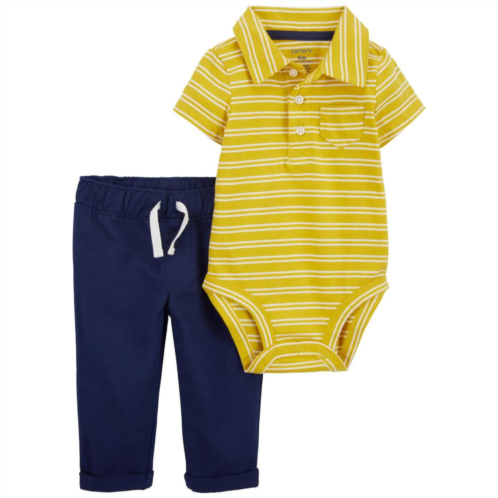 Baby Boy Carters 2-Piece Striped Polo Bodysuit & Pants Set