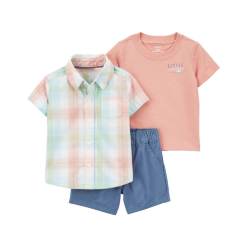 Baby Boy Carters Button-Up Top, Tee & Shorts Set