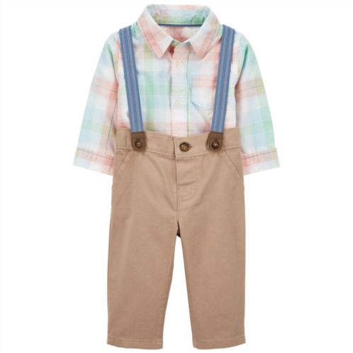 Baby Boy Carters Bodysuit, Pants & Suspenders Set