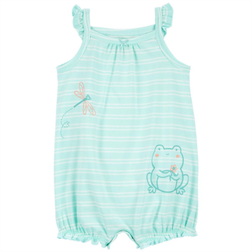 Baby Girl Carters Striped Frog Cotton Romper