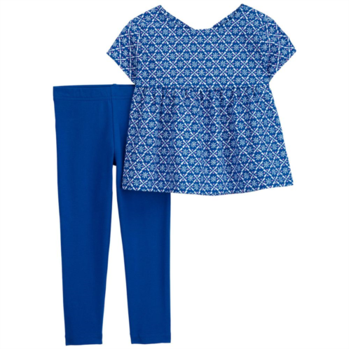 Toddler Girl Carters Geometric Print Short Sleeve Top & Leggings Set