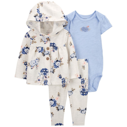 Baby Girl Carters 3-Piece Floral Little Cardigan, Bodysuit, and Pants Set