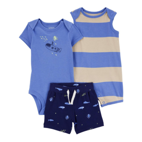 Baby Boy Carters 3-Piece Submarine Bodysuits & Shorts Set