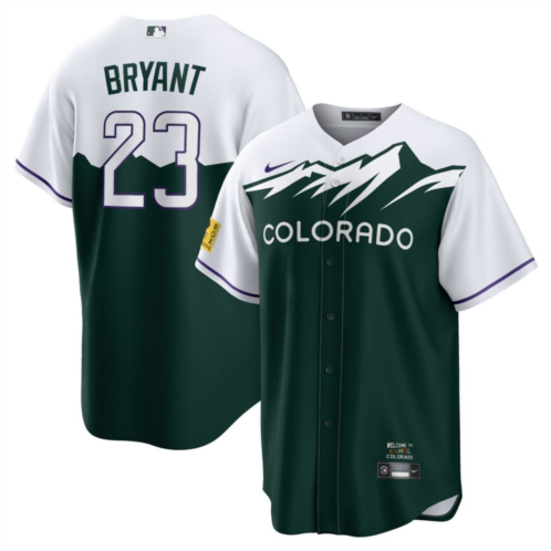 Mens Nike Kris Bryant White/Forest Green Colorado Rockies City Connect Replica Player Jersey
