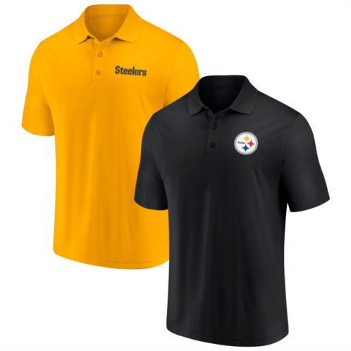 Mens Fanatics Branded Black/Gold Pittsburgh Steelers Dueling Two-Pack Polo Set