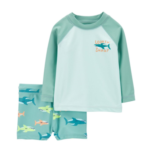 Baby Boy Carters Shark Rash Guard Top & Shorts Swim Set