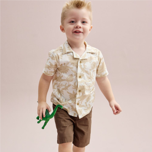 Toddler Boy Carters 2-Piece Dinosaur Button-Front Shirt & Shorts Set