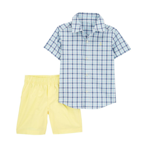Toddler Boy Carters Plaid Button-Down Shirt & Shorts Set