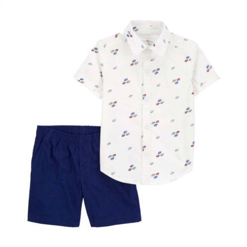 Baby Boy Carters Car Button-Down Shirt & Shorts Set