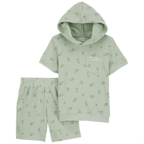 Baby Boy Carters French Terry Allover Dinosaur Print Short Sleeve Hoodie & Shorts Set